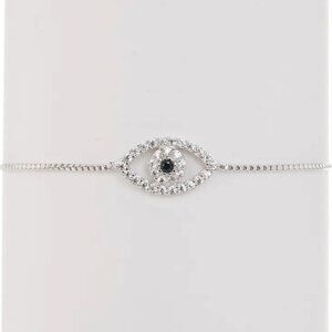 Adorina Womens Sterling Silver Swarovski Crystal Evil Eye Lariat Bracelets New